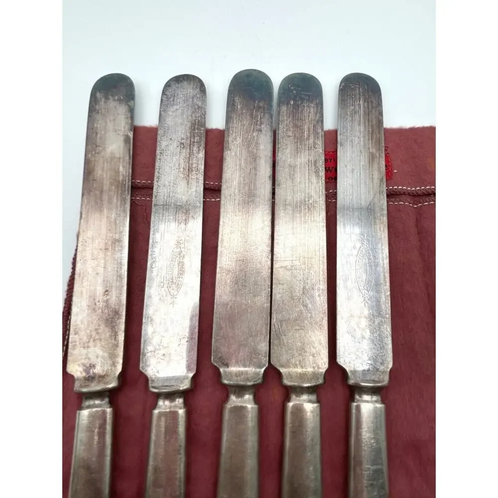1847 Rogers Bros Silverplate Blunt Dinner Knives Set of 5 Triple Silver Plate
